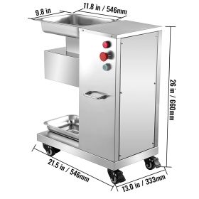 110V Commercial Meat Cutter Machine 1100LB/H Electric Meat Cutting Machine 750W Commercial Meat Slicer 3mm Blade Restaurant Food Slicer Stainless