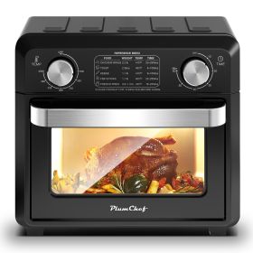 11QT Compact Air Fryer Toaster Oven, 1000W, Convection Countertop, With Reference Menus, 2-Slice Toaster, Adjustable Time And Temperature, Black,