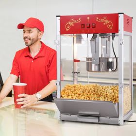 Popcorn Popper Machine 12 Oz Countertop Popcorn Maker 1440W 80 Cups Red
