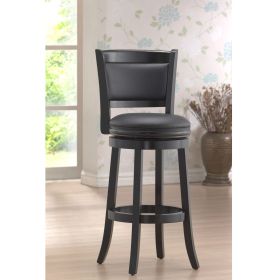 Swivel Seat Barstool with Faux Leather Cushion Seat, Black 29"