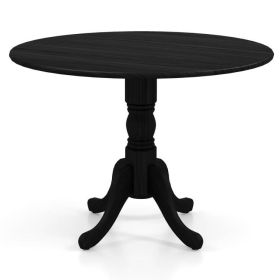 Round Solid Wood 40"Round Kitchen Dining Table - Rustic Farmhouse Black