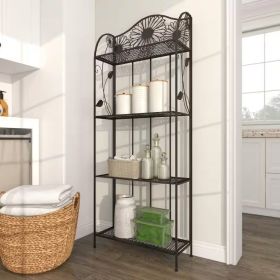 Metal 4-Shelf Kitchen Dining Bakers Rack Plant Stand Bookcase Storage Unit, Black