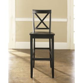 X-Back Solid Wood 30" Barstools in Black Finish, Set of 2