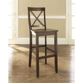 X-Back 30" Solid Wood Barstool in Mahogany Finish, Set of 2