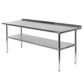 Stainless Steel Kitchen Prep Work Table with Backsplash, 72" x 24"