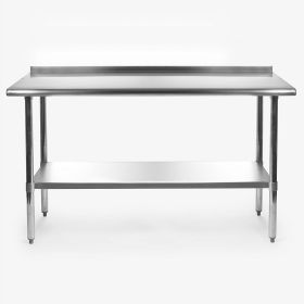 Work Bench Prep Table with Backsplash, Stainless Steel, 24" x 60"