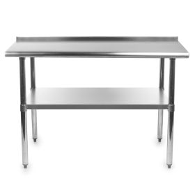 Stainless Steel Kitchen Prep Work Table with Backsplash, Heavy Duty 24" x 48"