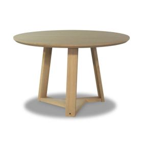 48" Round Scandinavian Solid Wood Dining Table in Blonde