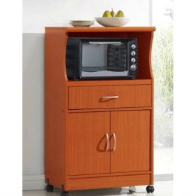 Kitchen Cabinet Microwave Cart, Mahogany Wood Finish