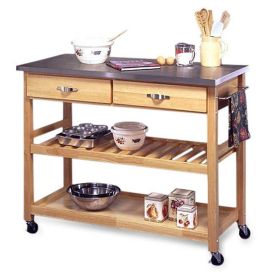 Kitchen Cart/Utility Table with Stainless Steel Top & Locking Wheels