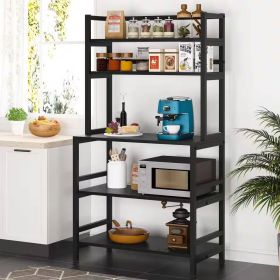 Freestanding Kitchen Shelf Bakers Rack Microwave Stand, Black