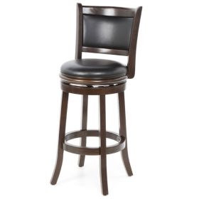 Swivel Barstool with Faux Leather Cushion Seat, Cappuccino 29"
