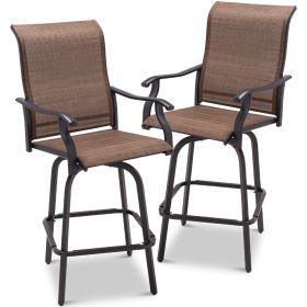 All-Weather Mesh Swivel Barstools, Set of 2 Brown