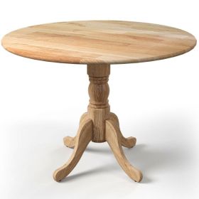Round Solid Wood 40" Farmhouse Kitchen Dining Table in Natural Wooden Finish