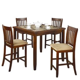 Casual 5-Piece Dining Set w Padded Counter Height Stools