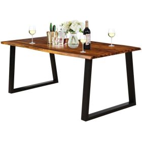 Modern Indoor/Outdoor Metal Frame Wood Top Patio/Kitchen Dining Table