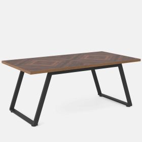 Modern Farmhouse 63" Rectangle Dining Table Brown Wood Top Black Metal Frame