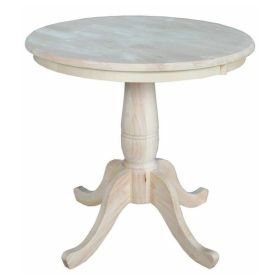 Round 30" Unfinished Solid Wood Dining Table with Pedestal Base
