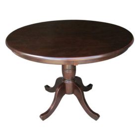 Round 36" Solid Wood Kitchen Dining Table in Rich Mocha