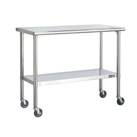 Stainless Steel Kitchen Island Cart Prep Table with Casters