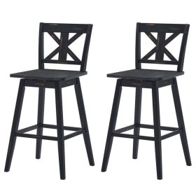 Modern Kitchen Dining Farmhouse Swivel Seat Barstools, 29" Black, Set of 2