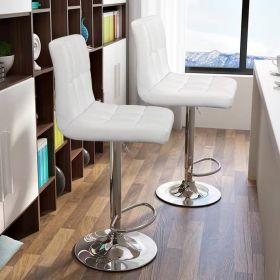 White Faux Leather Barstool with Low Back Swivel Seat, Set of 2