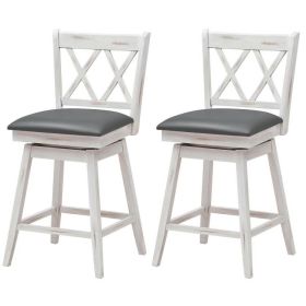 Modern Kitchen Dining Farmhouse Swivel Seat Barstools, 29" White, Set of 2