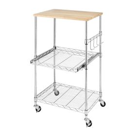Metal Kitchen Microwave Cart with Adjustable Shelves and Locking Wheels
