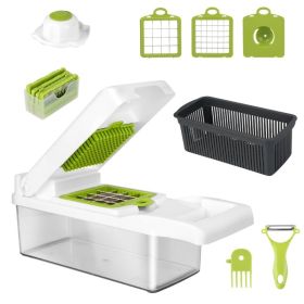 1Set 12 In 1 Vegetable Chopper With Container Kitchen Food Slicer Dicer Grater Peeler Egg Separator Hand Protector For Onion Salad Potato