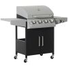 52" Barbecue Grill with Wheels, 4+1 Burner Liquid Propane Gas Grill