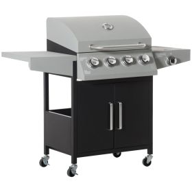 52" Barbecue Grill with Wheels, 4+1 Burner Liquid Propane Gas Grill