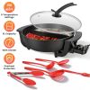 6L Electric Hot Pot with Divider 1100W Dual-Flavor Pot Shabu Shabu Pot Non-Stick with 5-Temp Control for Shabu Fondue
