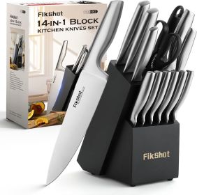 Kitchen Knife Set, Premium Stainless Steel Knife Block Set,