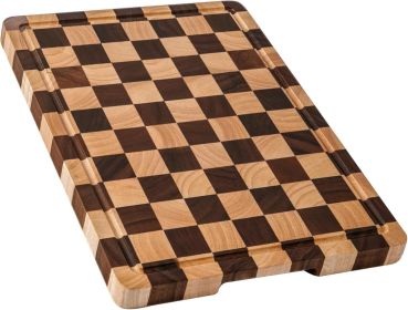Kitchen cutting board, upgraded grid cutting board, acacia wood cutting board, with drainage channels and handles, large butcher cutting board
