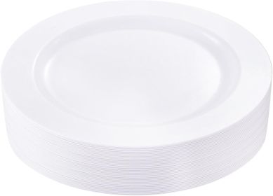 30PCS White Plastic Dinner Plastic Dinner - Premium 10.25inch White Weddings and Party Dinner Plates