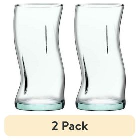 (2 pack) Clear Green Glassware, 14.9 oz