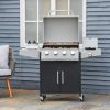 52" Barbecue Grill with Wheels, 4+1 Burner Liquid Propane Gas Grill