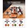 Pressure Cooker, 6.3Qt Pressure Cooker Stainless Steel, Pressures Canner with Steaming Rack, Tempered Glass Lid, Three Pressures Settings for Meat