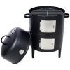 17" Steel Charcoal Smoker, Heavy Duty Round BBQ Grill for Outdoor Cooking, Black