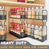 Pull Out Spice Rack Organizer for Cabinet, Heavy Duty Slide Out Seasoning Kitchen Organizer, Cabinet Organizer, with Labels