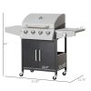 52" Barbecue Grill with Wheels, 4+1 Burner Liquid Propane Gas Grill