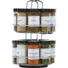 16-Jar Chrome Wire 2-Tier Revolving Filled Countertop Spice Rack Organizer